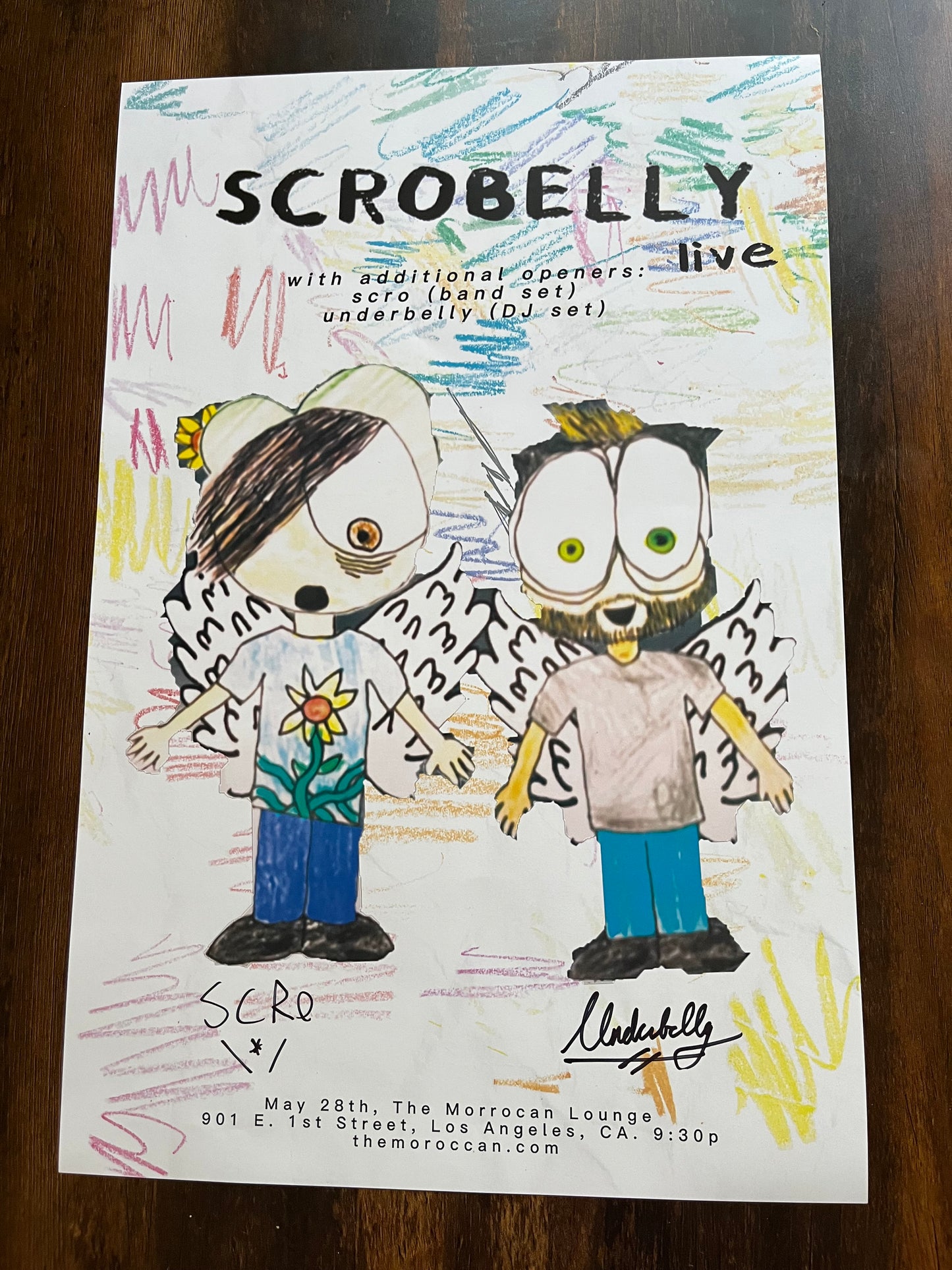 Signed Flyer from SCROBELLY Los Angeles Show